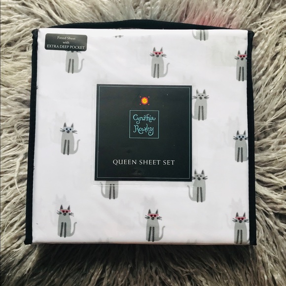 Cynthia Rowley Bedding Cynthia Rowley Gray Sketch Kitty Cat Queen